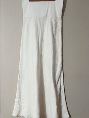 Fresh Laundry Ivory Strapless Maxi Dress 100% Cotton Flowy Minimalist Boho S/M